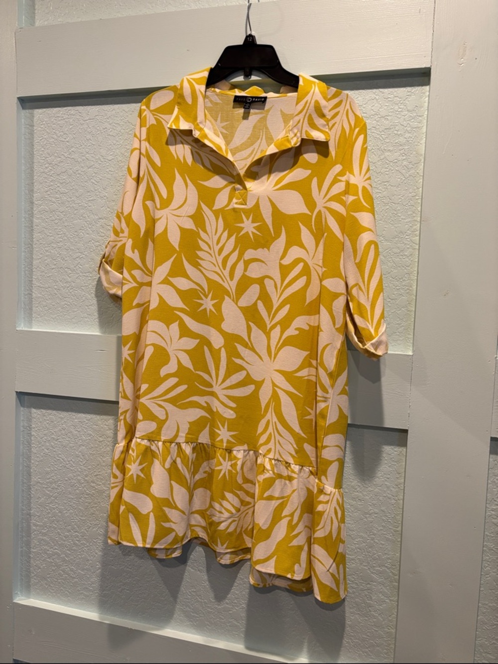 Fred David Yellow and Ivory Floral Shift Top